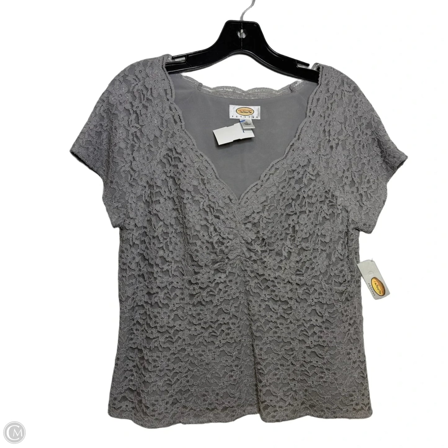 Top Short Sleeve By Talbots In Silver, Size: 12