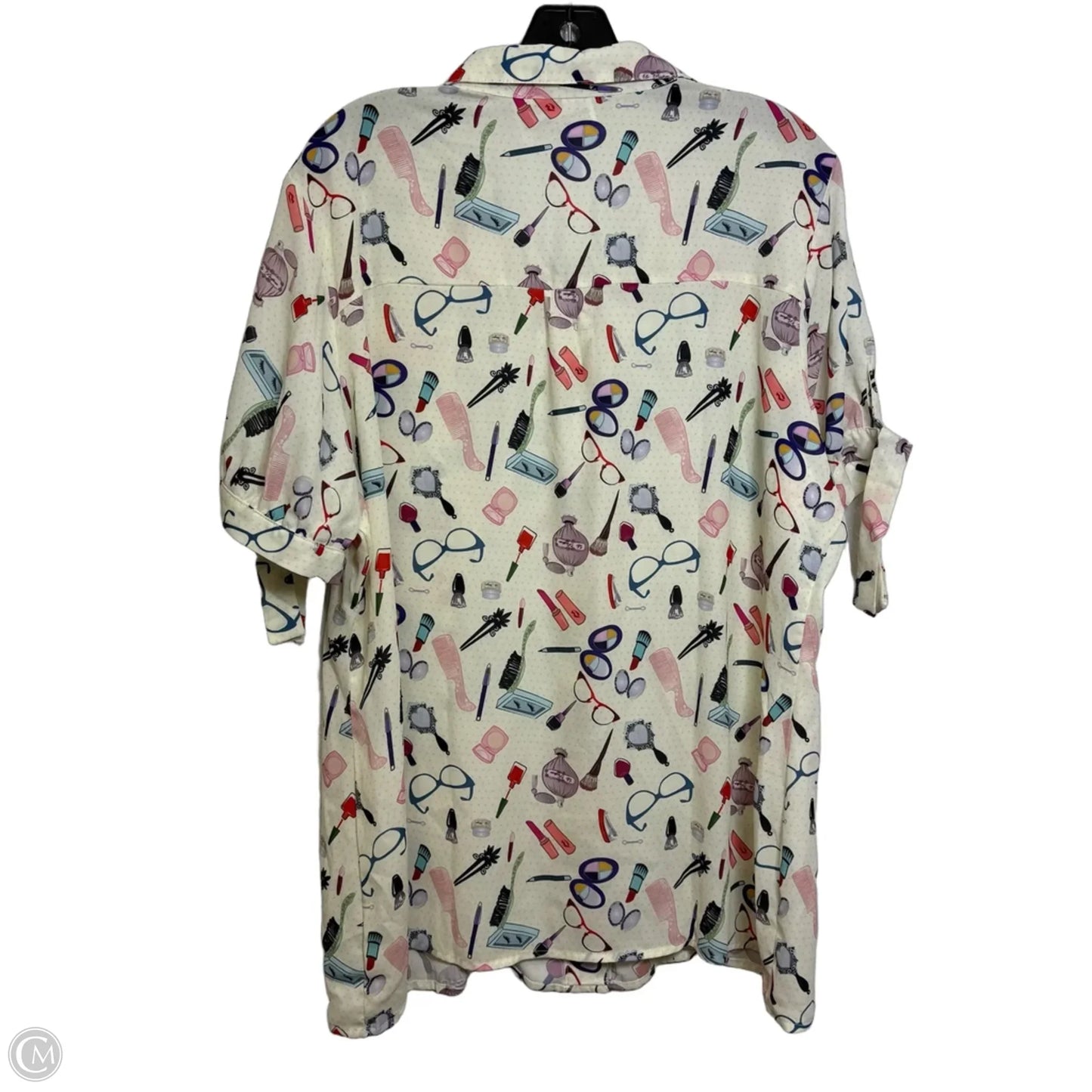 Top short Sleeve By Clothes Mentor In Cream, Size: 4x