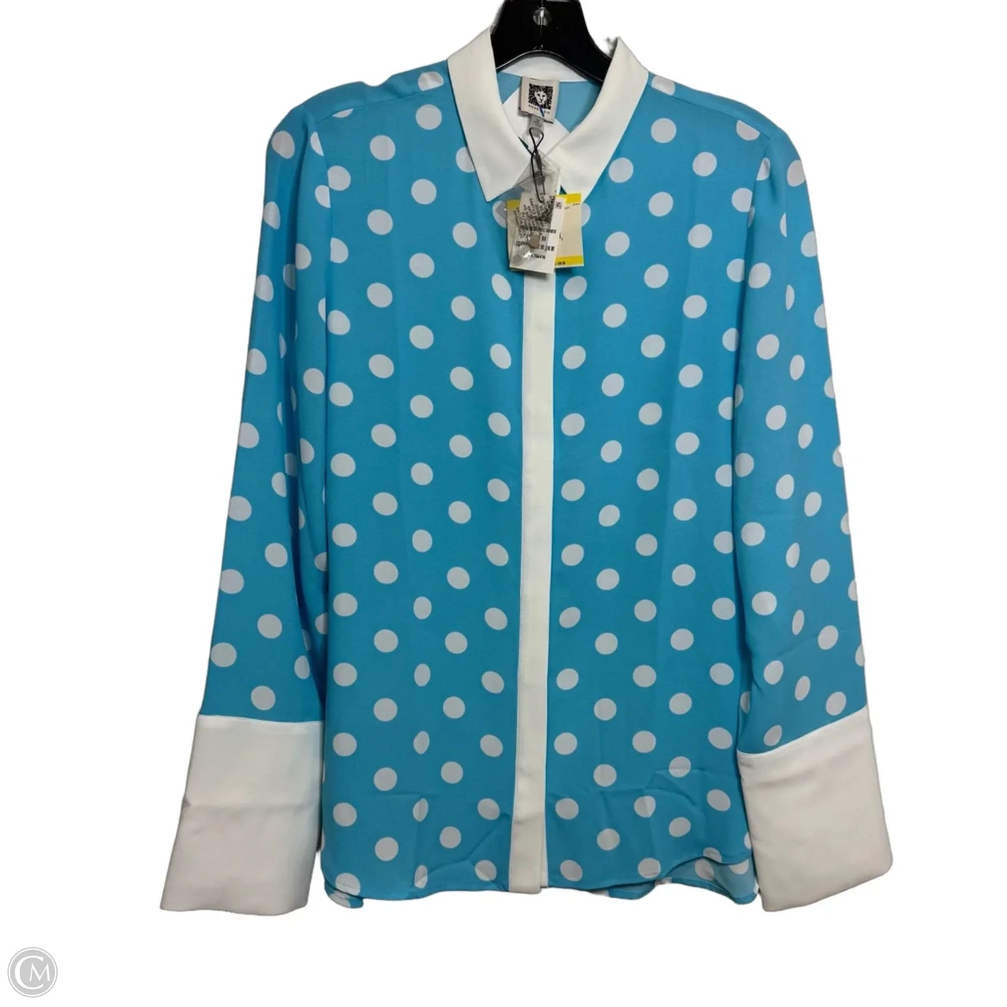 Top Long Sleeve By Anne Klein In Polkadot Pattern, Size: M