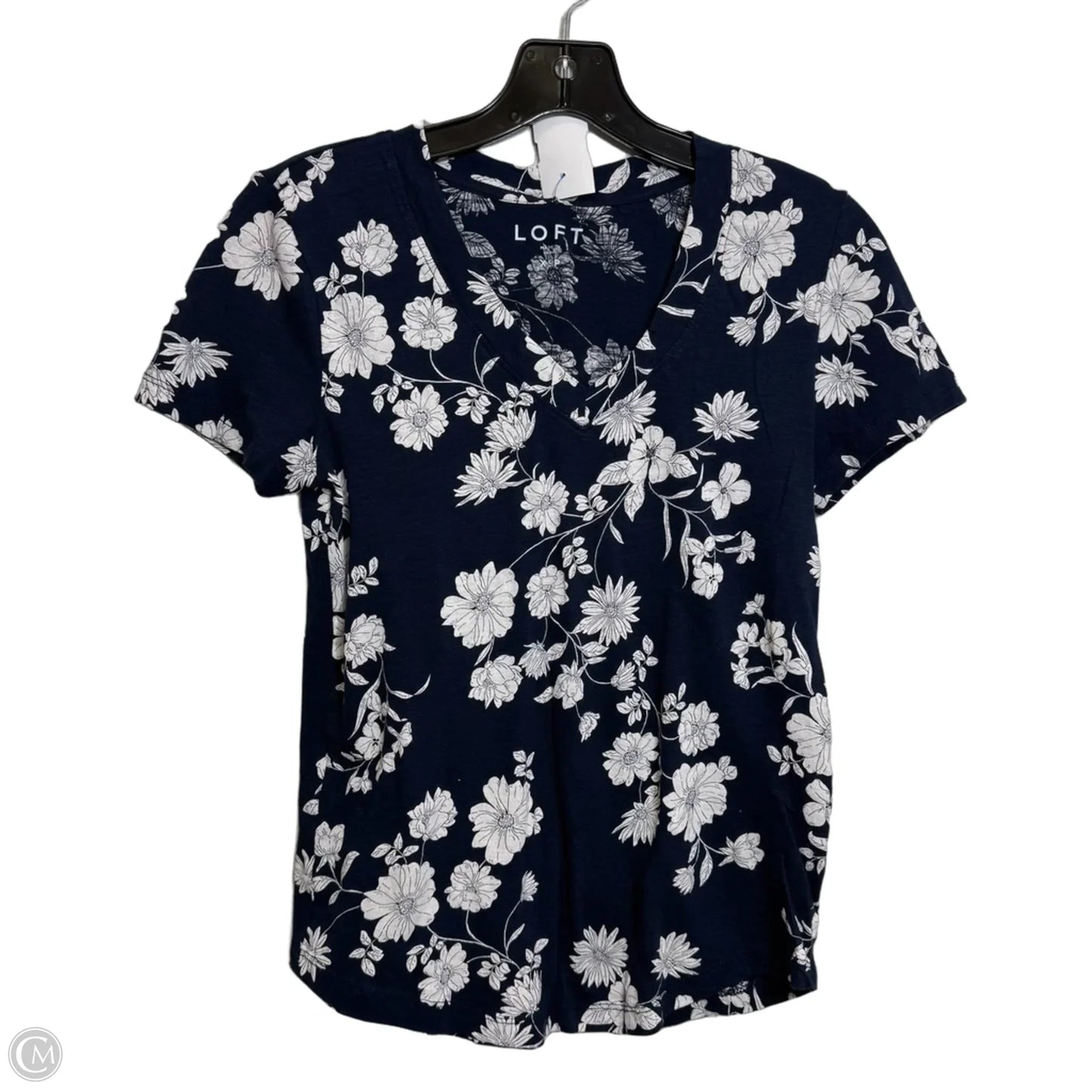 Top Short Sleeve Basic By Loft In Navy, Size: Xsp