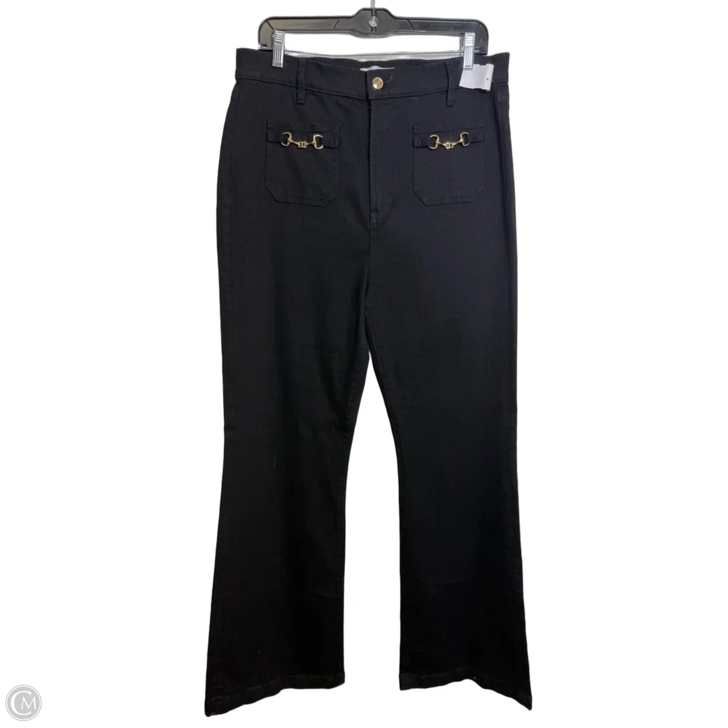 Jeans Wide Leg By Loft In Black Denim, Size: 12