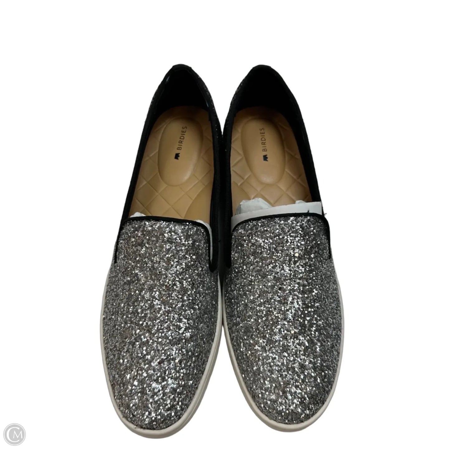 Shoes Flats By Birdies In Silver, Size: 8.5