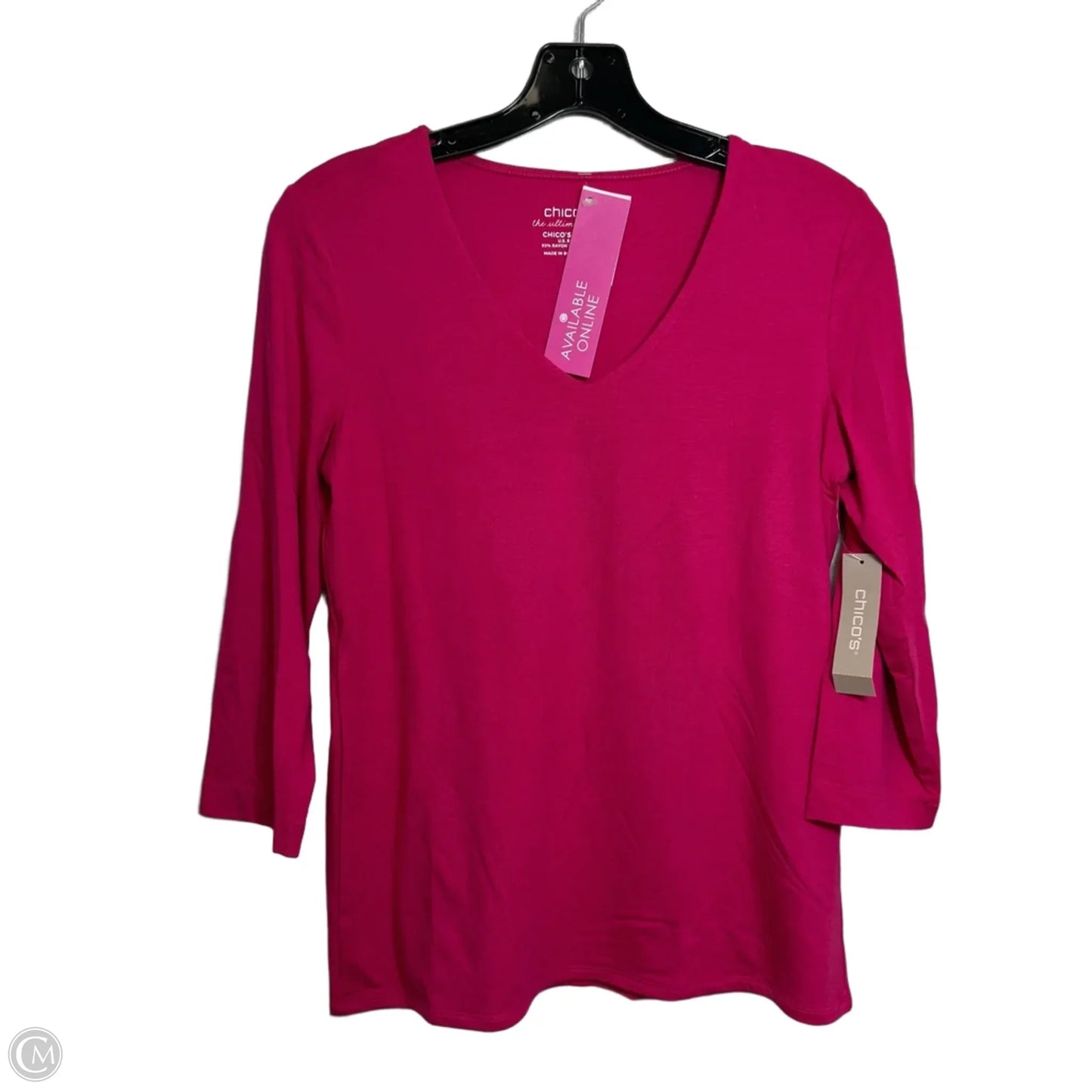 Top 3/4 Sleeve Basic By Chicos In Pink, Size: S