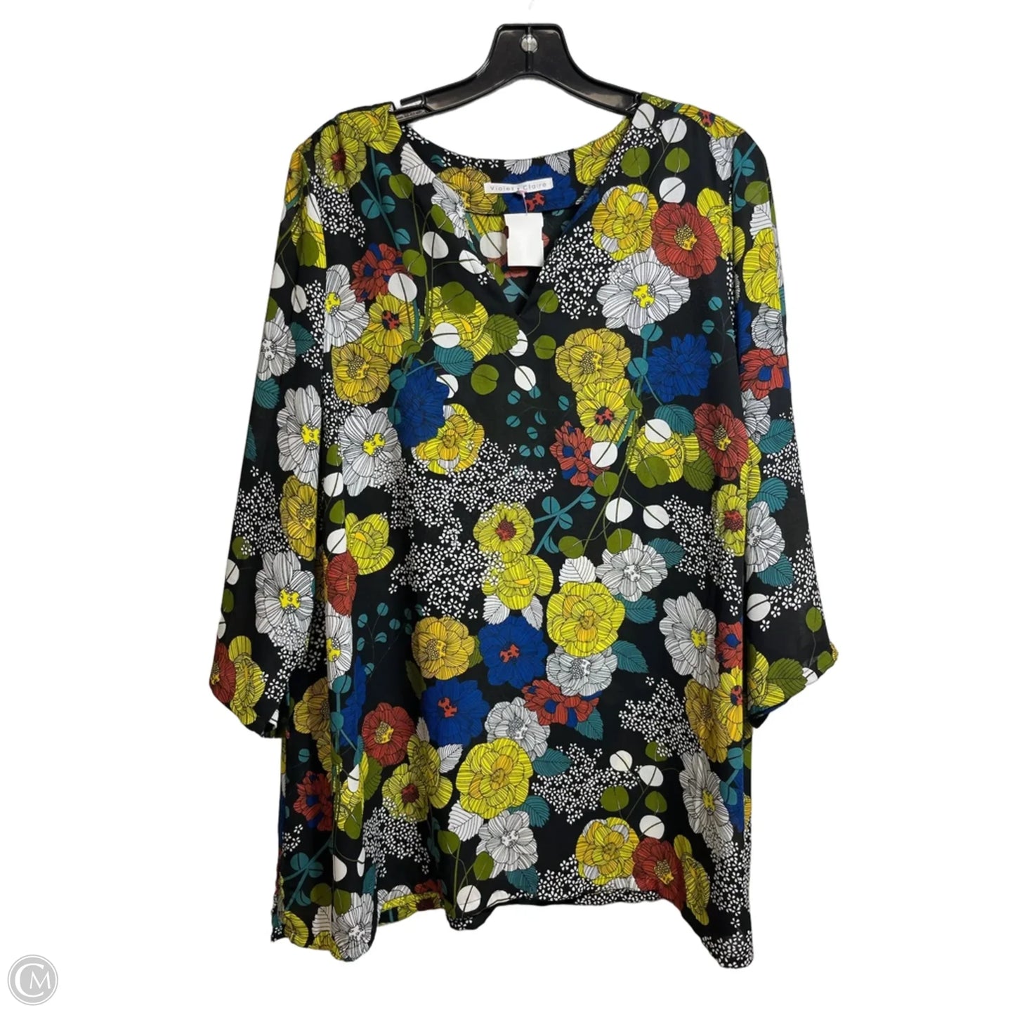 Top 3/4 Sleeve By Violet And Claire In Floral Print, Size: 1x