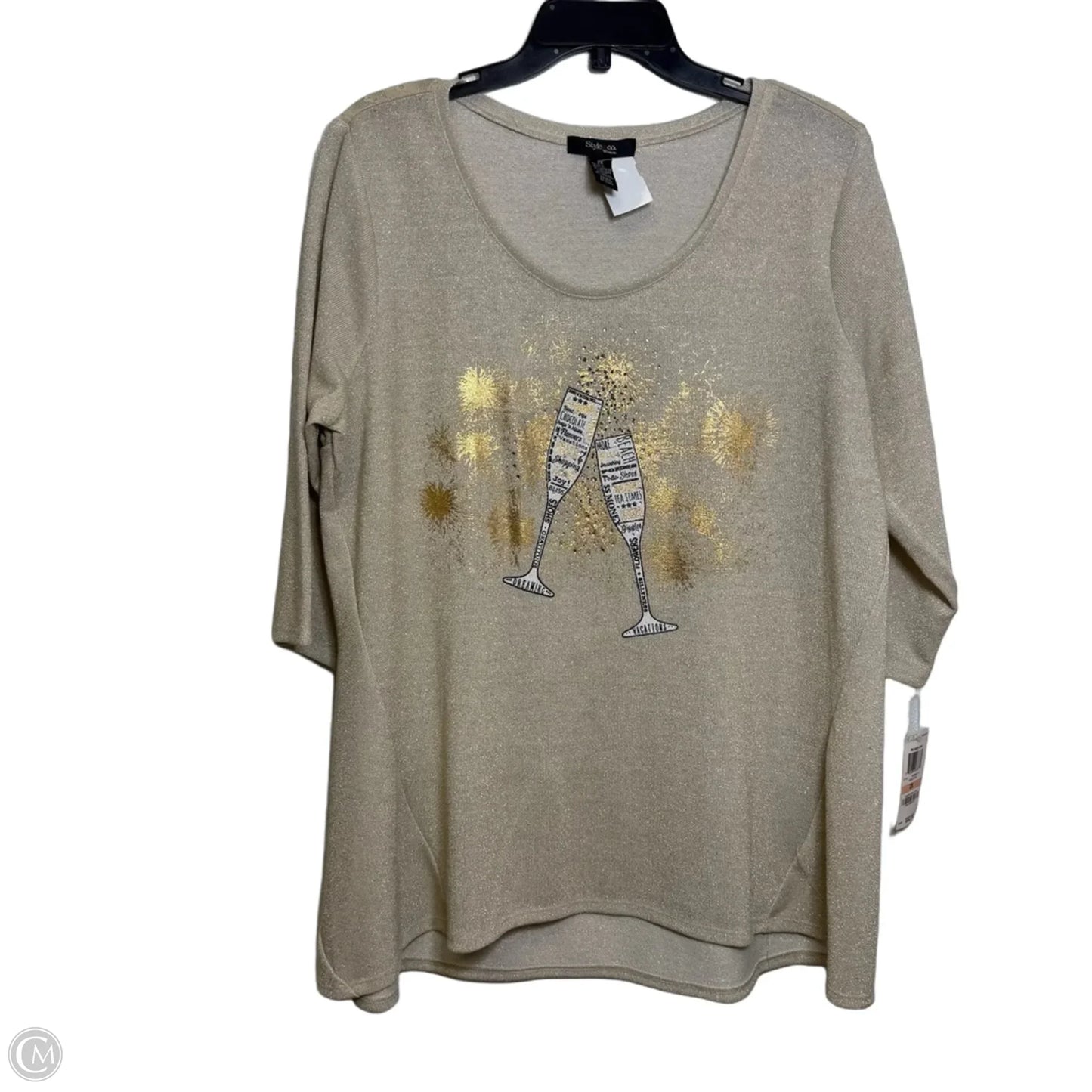 Top Long Sleeve By Style And Company In Gold, Size: 2x