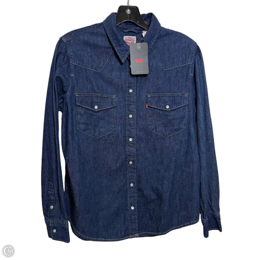 Top Long Sleeve By Levis In Blue Denim, Size: M