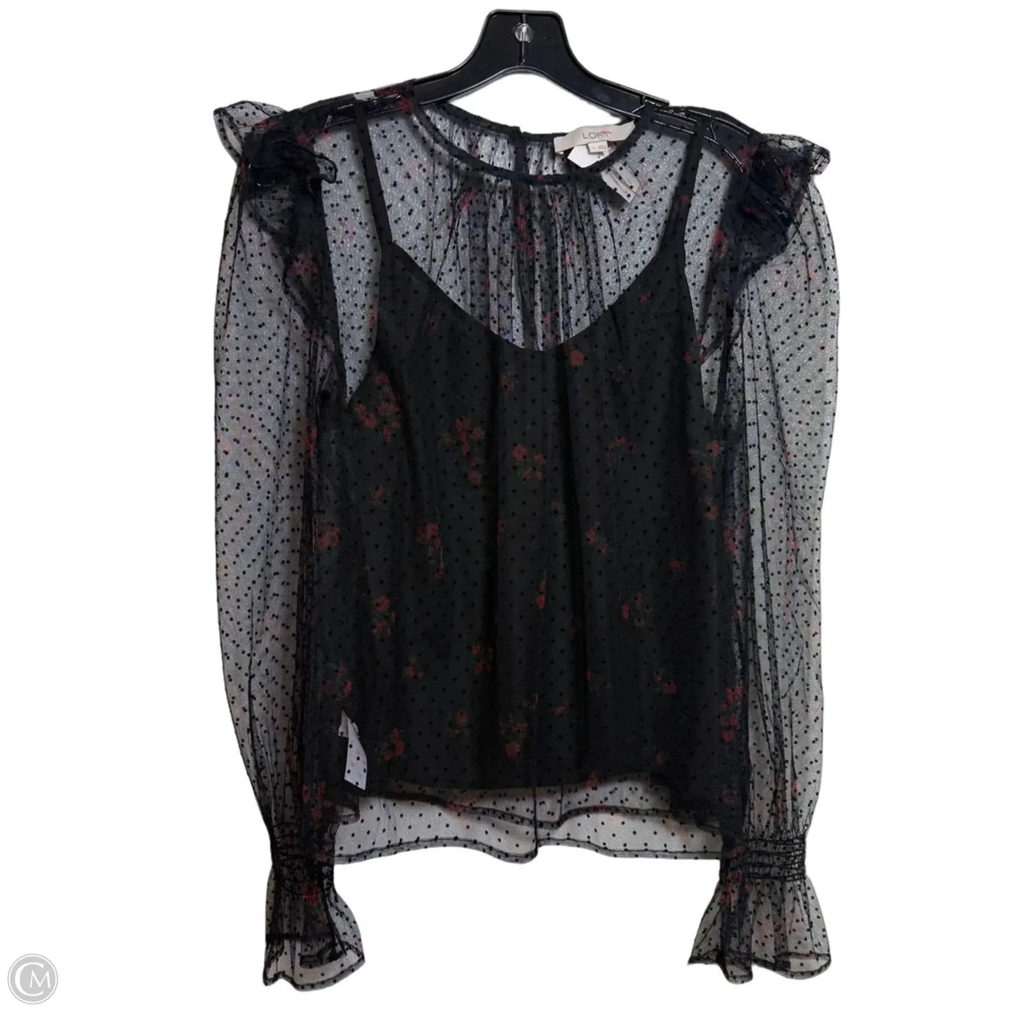 Top Long Sleeve By Loft In Black, Size: S