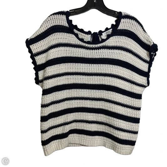 Sweater Short Sleeve By Blu Pepper In Striped Pattern, Size: L