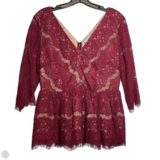 Top 3/4 Sleeve By Maeve In Maroon, Size: L
