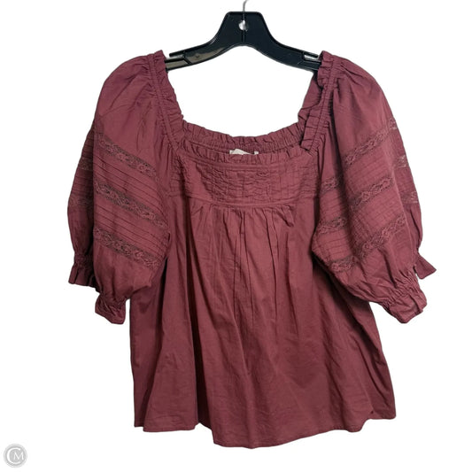 Top Short Sleeve By Loft In Mauve, Size: S
