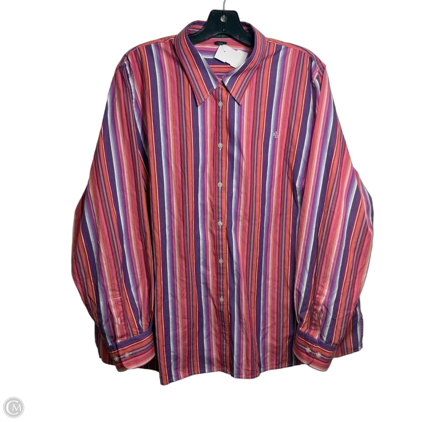 Top Long Sleeve By Lauren By Ralph Lauren In Striped Pattern, Size: 2x