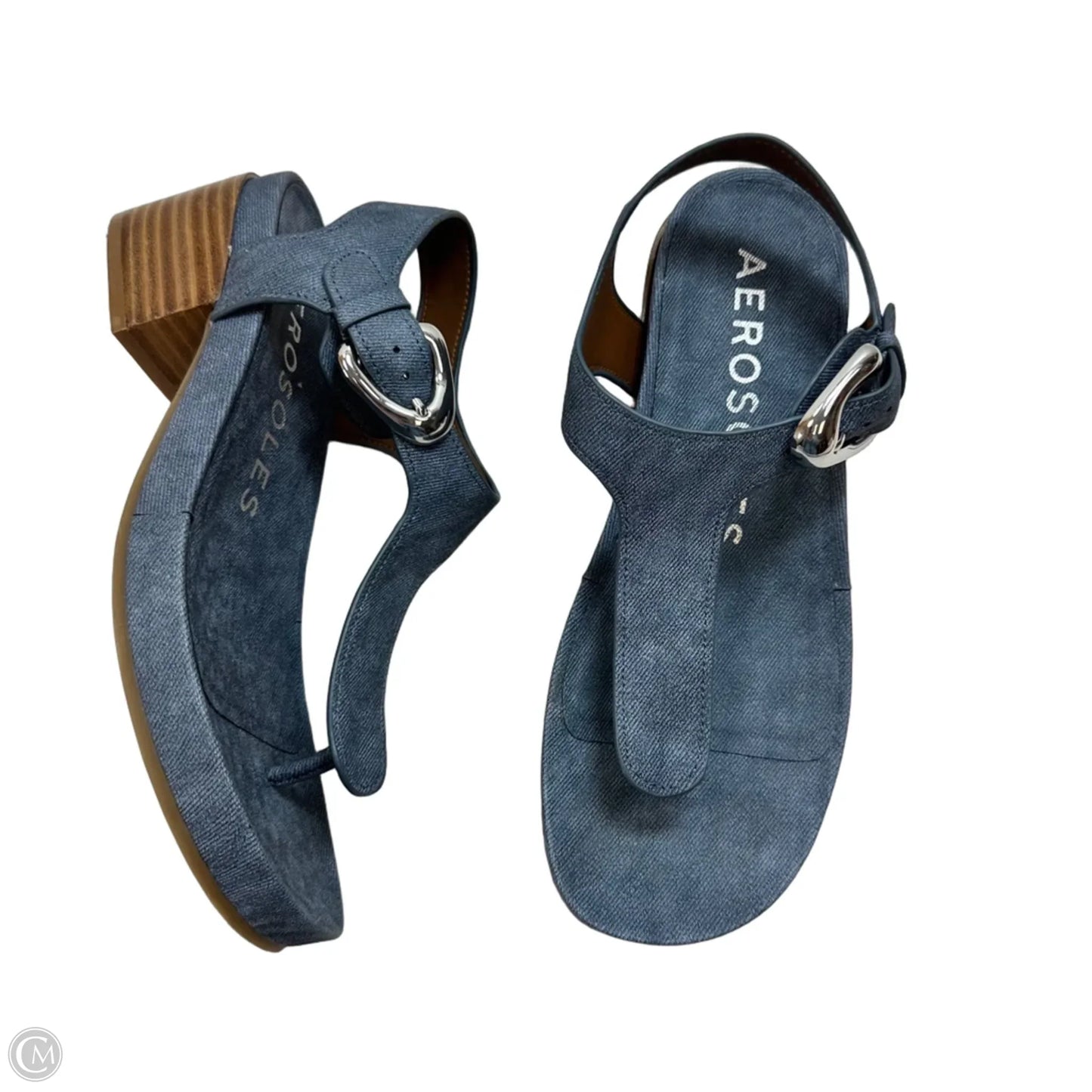 Sandals Heels Block By Aerosoles In Blue, Size: 9