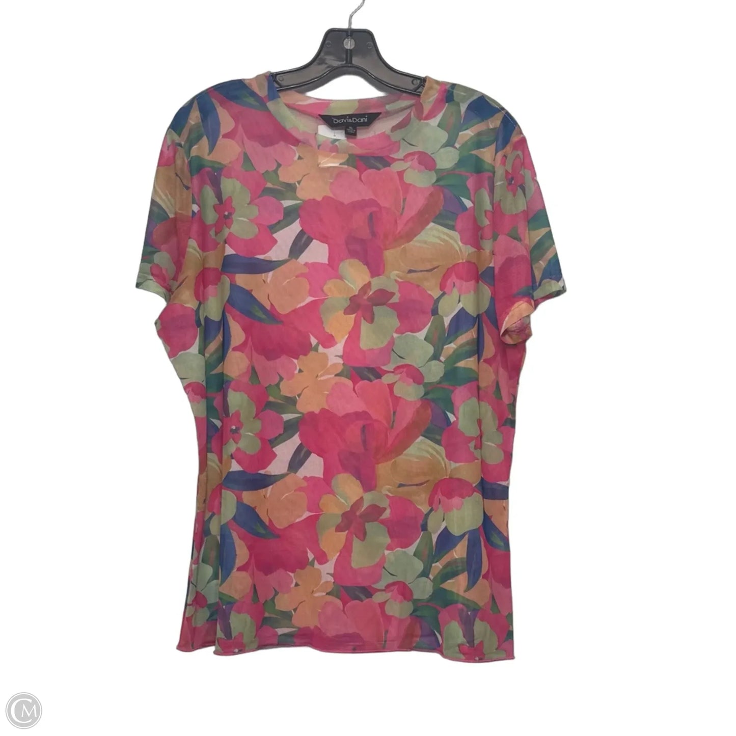 Sheer Top Short Sleeve By Davi & Dani In Pink, Size: 1x