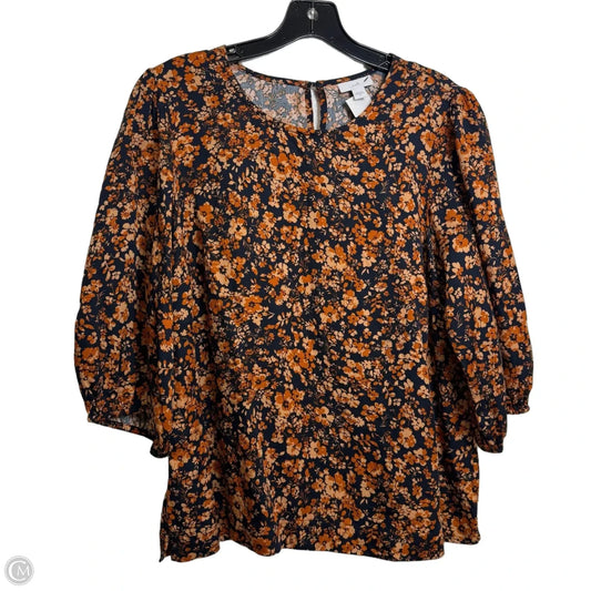 Top 3/4 Sleeve By J. Jill In Floral Print, Size: M