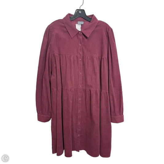 Dress Casual Short By Arula In Maroon, Size: Xl