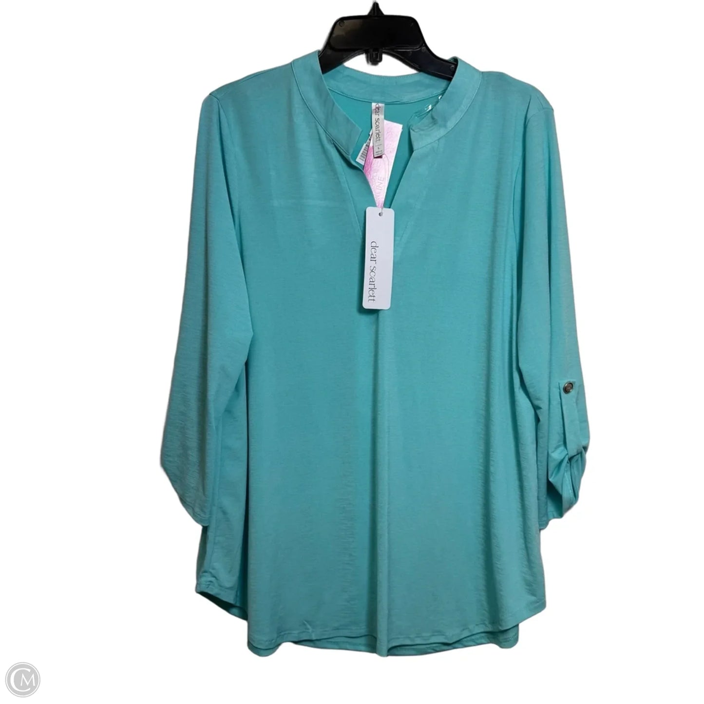 Top Long Sleeve By Dear Scarlett In Aqua, Size: L