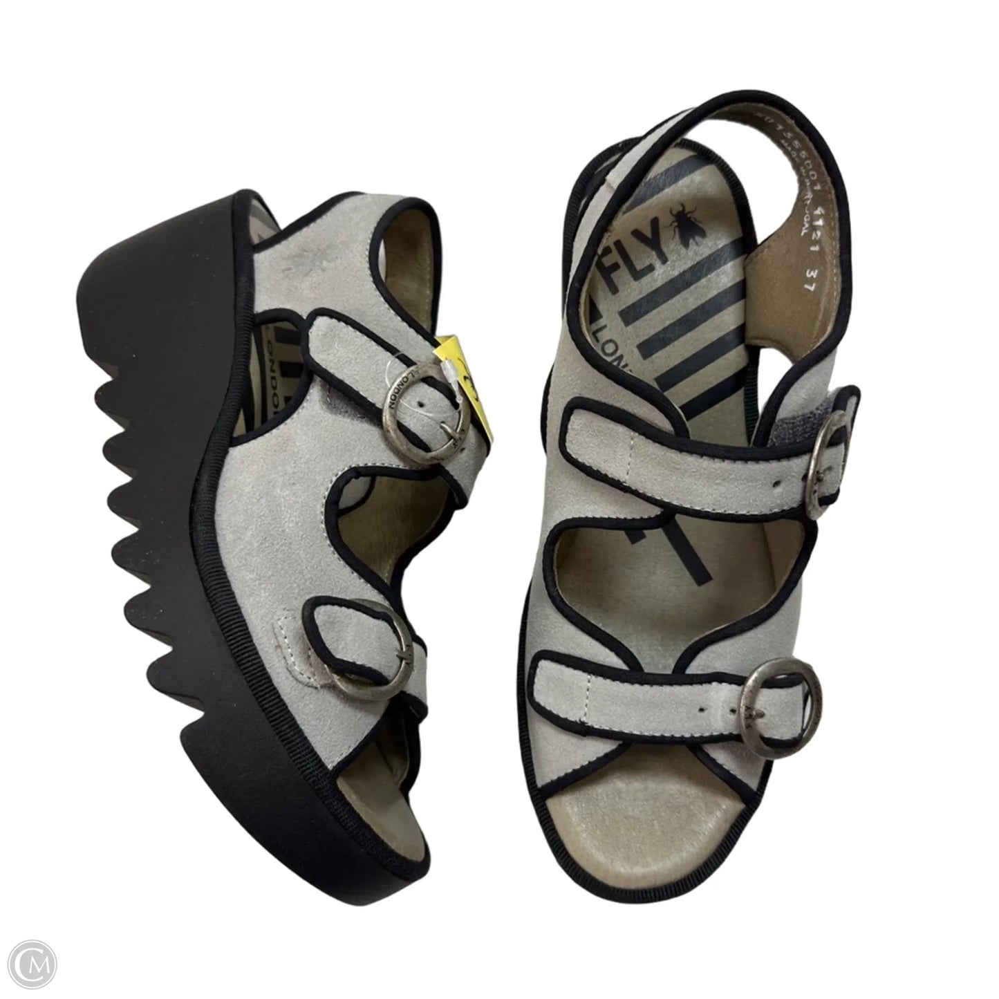 Sandals Heels Wedge By Fly London In Grey, Size: 37