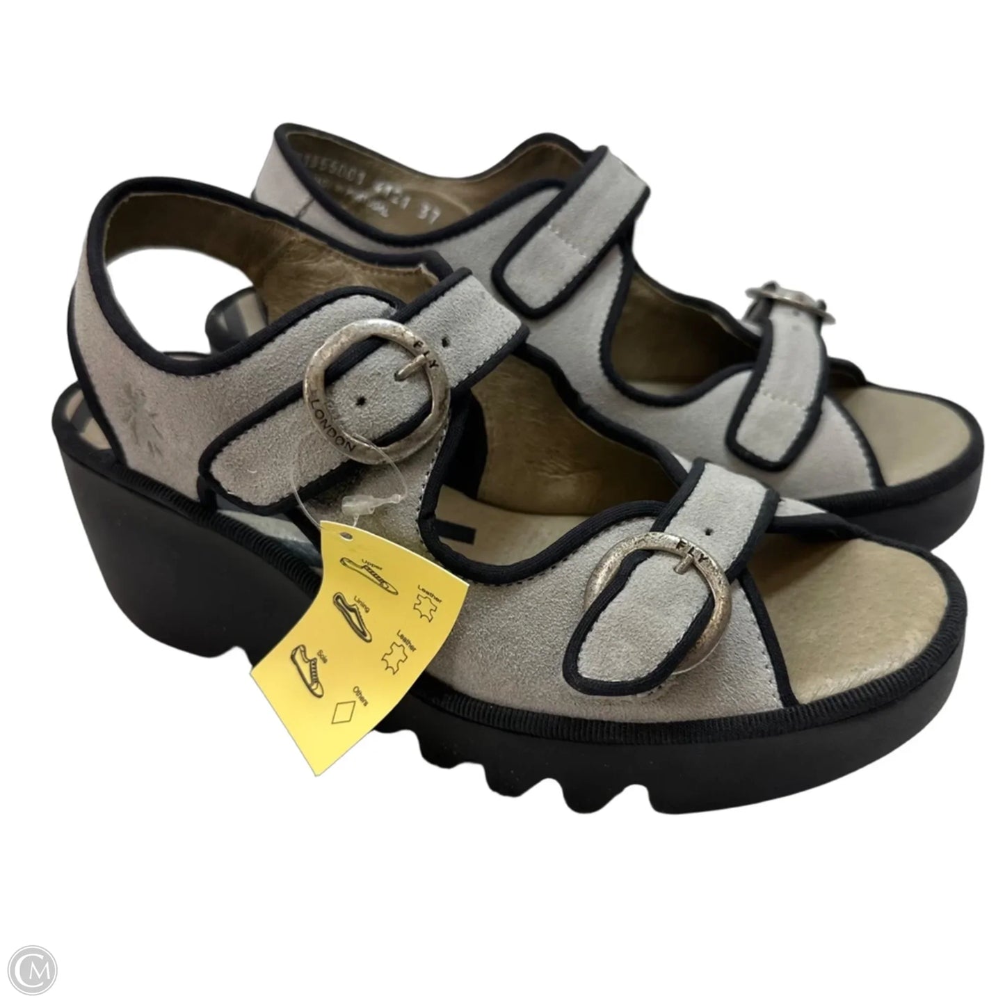 Sandals Heels Wedge By Fly London In Grey, Size: 37