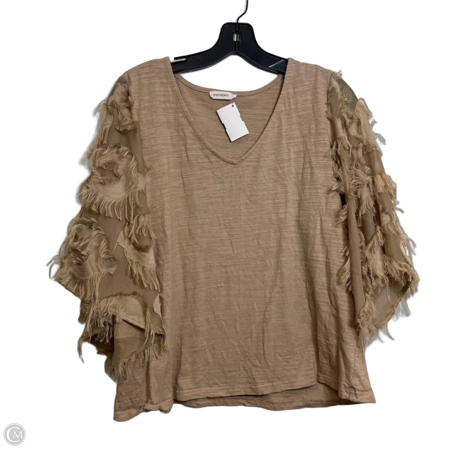 Top Short Sleeve By Clothes Mentor In Tan, Size: S
