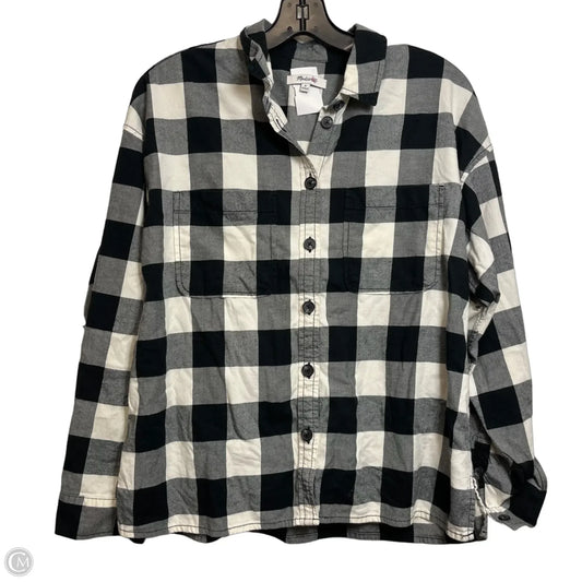 Top Long Sleeve By Madewell In Checkered Pattern, Size: M