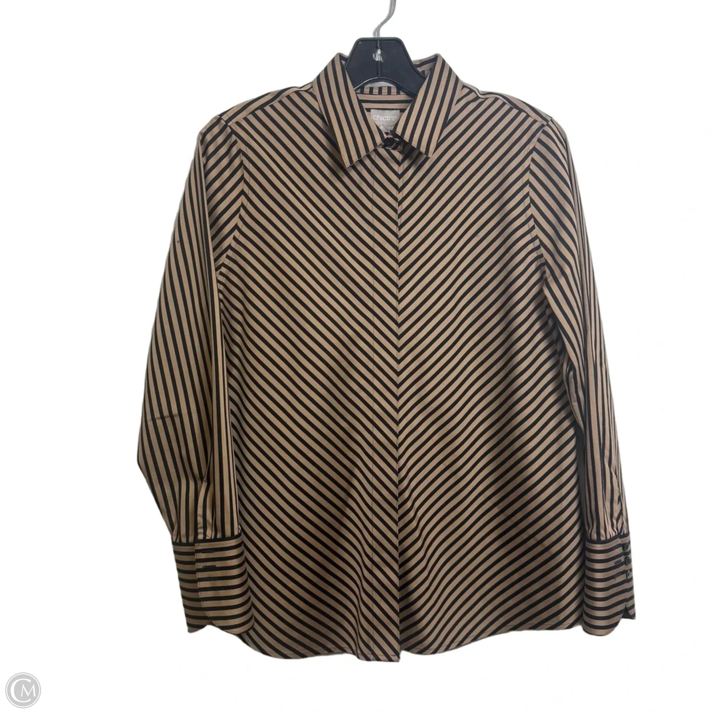 Top Long Sleeve By Chicos In Striped Pattern, Size: S