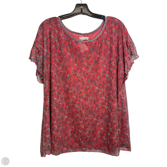 Top Short Sleeve By Max Studio In Floral Print, Size: 1x