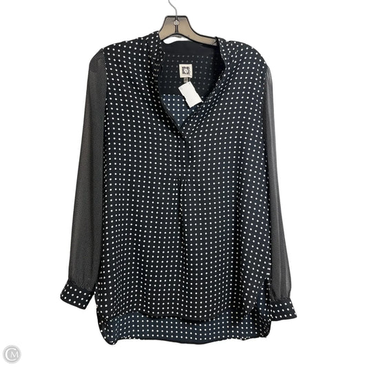 Top Long Sleeve By Anne Klein In Polkadot Pattern, Size: M