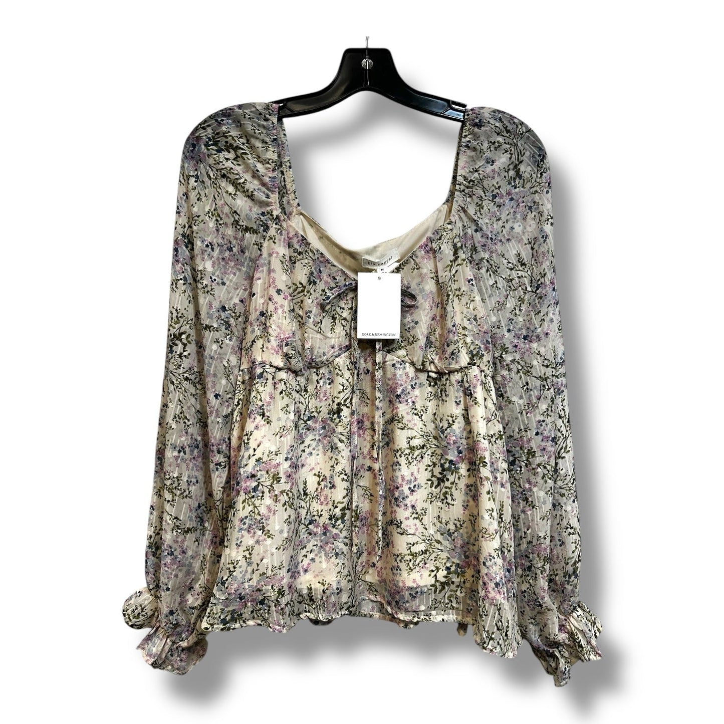 Top Long Sleeve By Blu Pepper In Print, Size: M