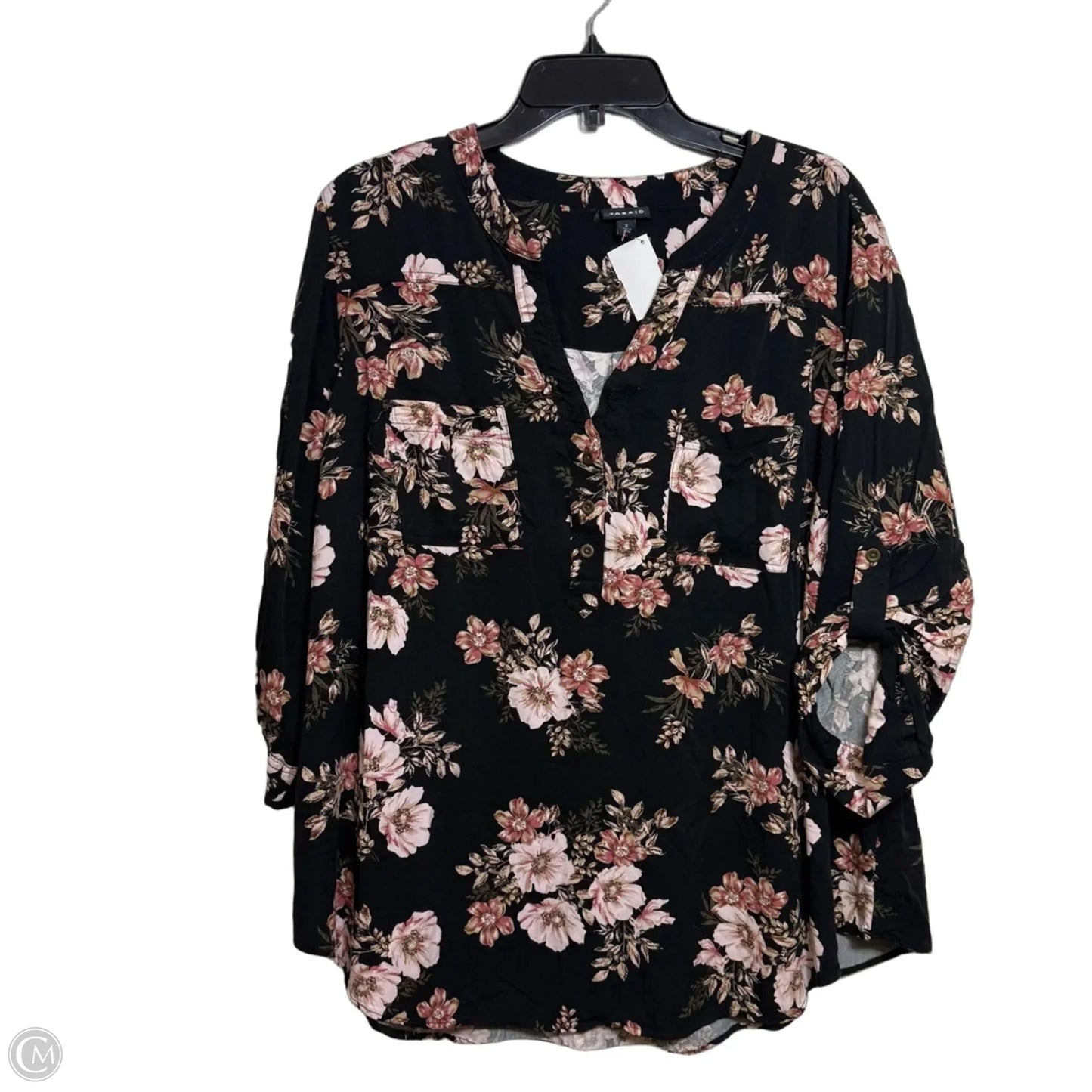 Top 3/4 Sleeve By Torrid In Black, Size: 2x