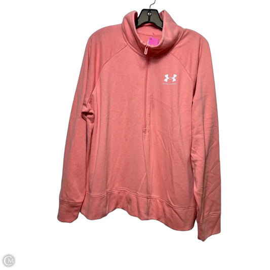 Athletic Top Long Sleeve Hoodie By Under Armour In Orange, Size: 1x