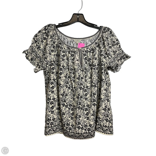 Top Short Sleeve By Max Studio In Black & White, Size: S