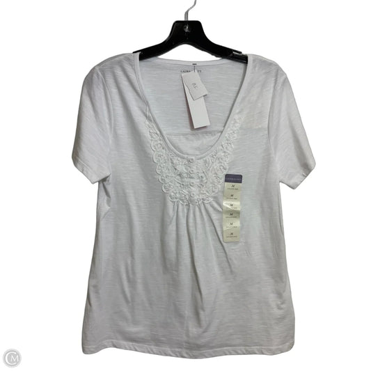 Top Short Sleeve By Laura Scott In White, Size: M