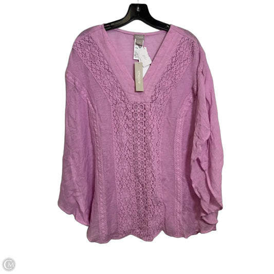 Top Short Sleeve By Chicos In Pink, Size: Xl