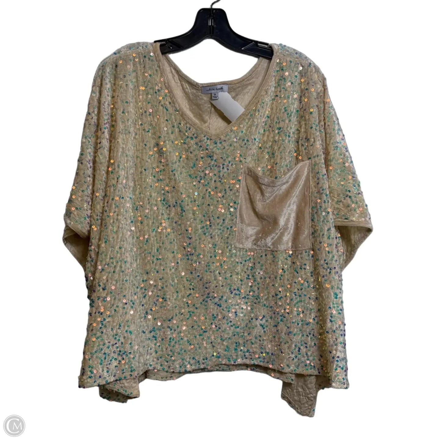 Top Short Sleeve Basic By White Birch In Tan, Size: 1x