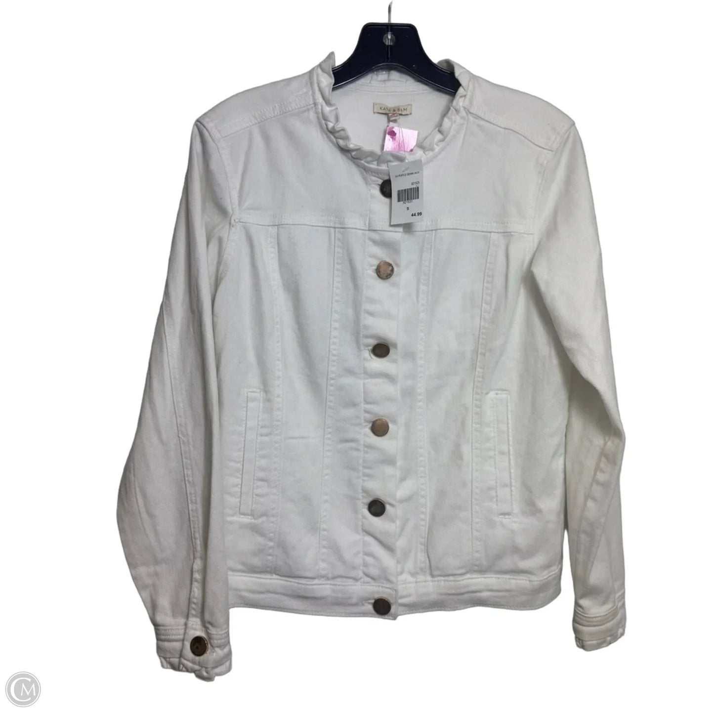 Jacket Denim By Clothes Mentor In White, Size: S