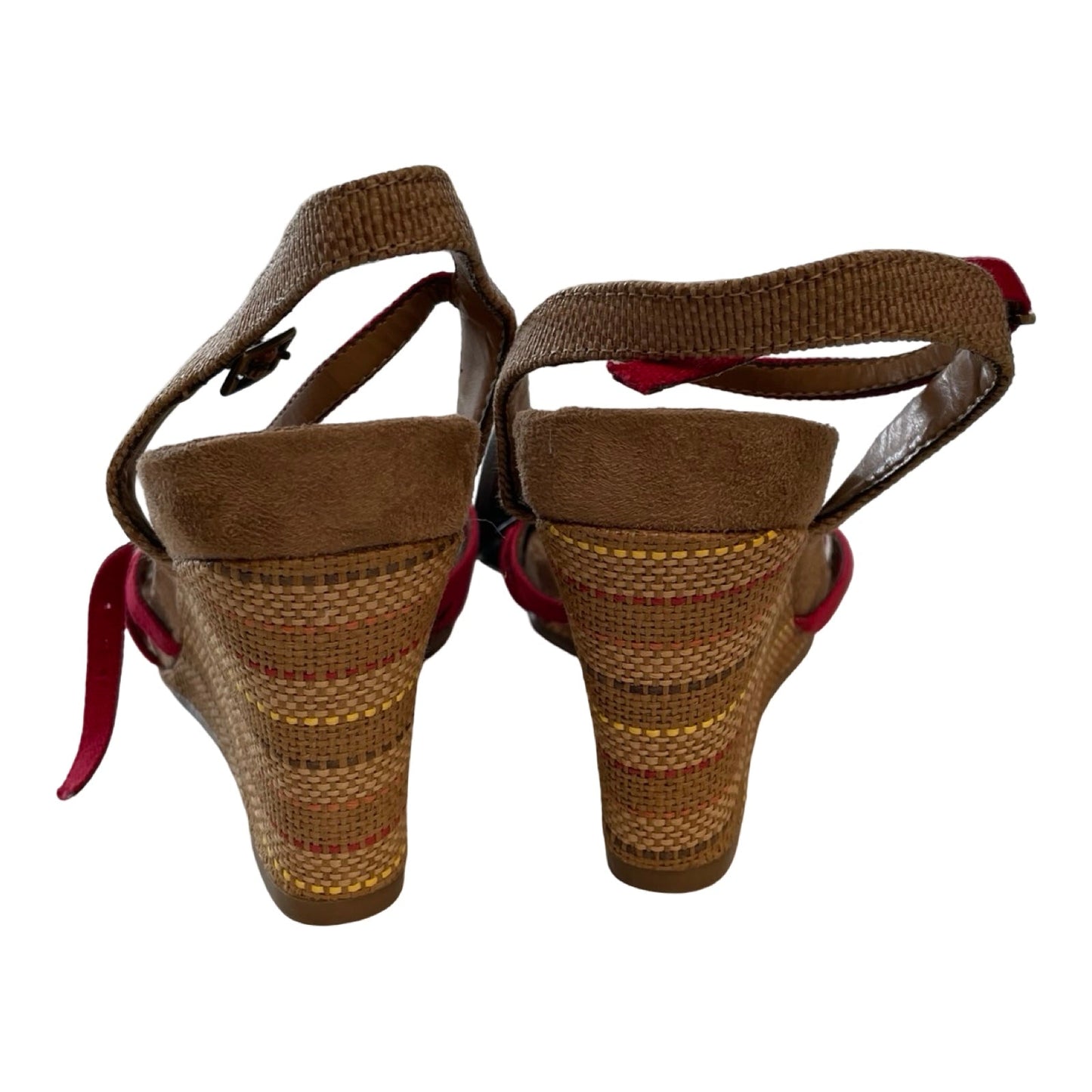 Sandals Heels Wedge By Aerosoles In Pink & Tan, Size:9