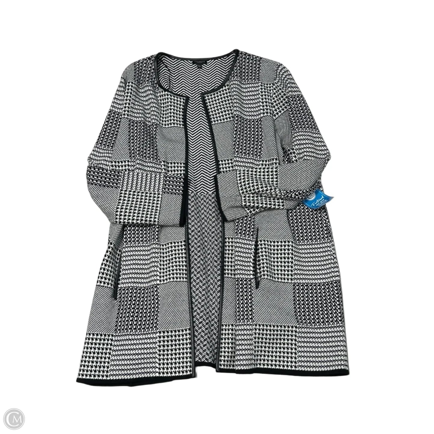Sweater Cardigan By Talbots In Black & White, Size: 3x