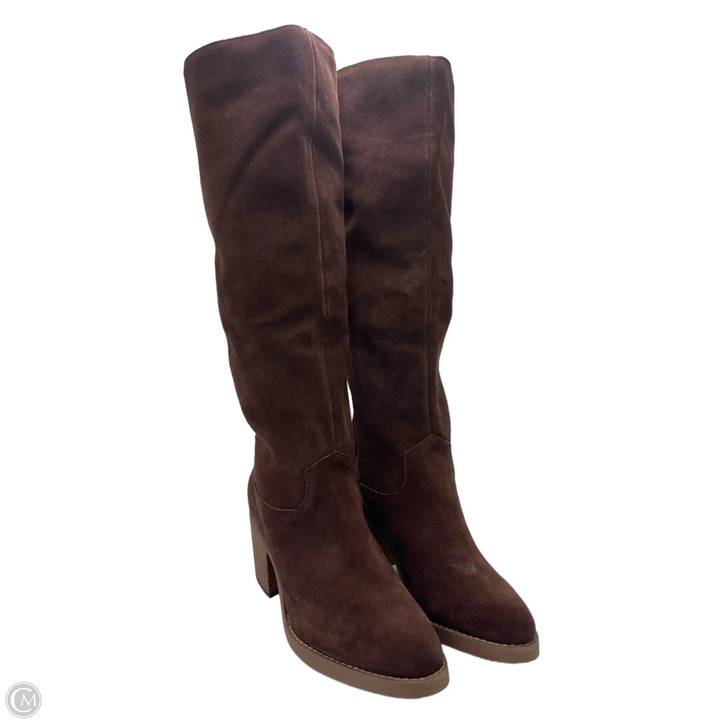 Boots Knee Heels By Crown Vintage In Brown, Size: 9.5