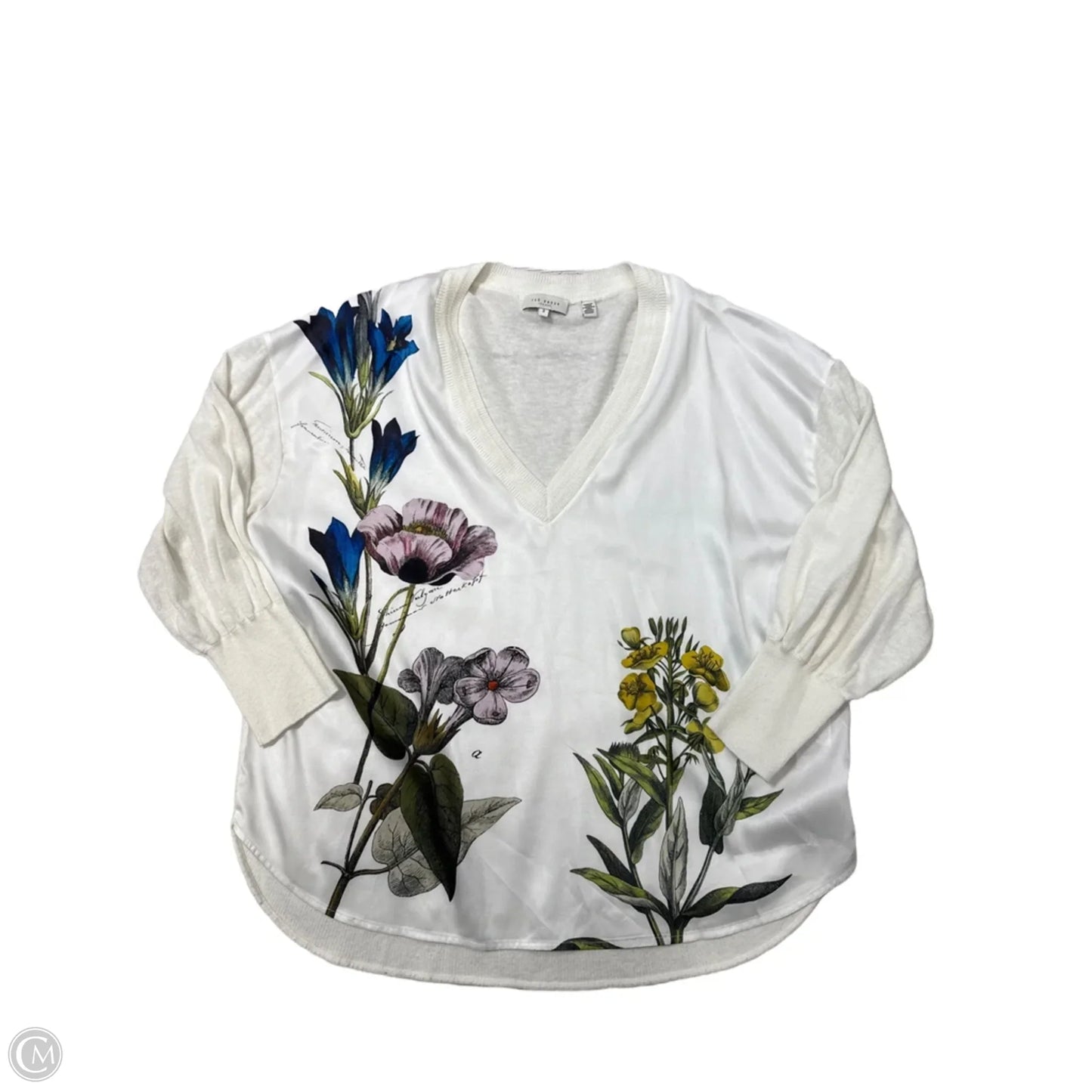 Top Long Sleeve By Ted Baker In White, Size: L