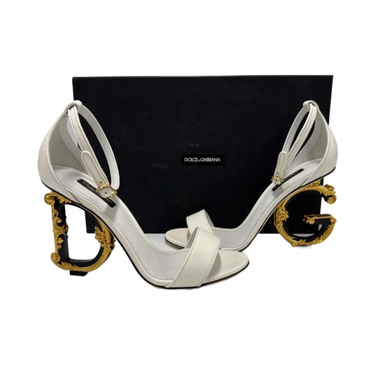 Dolce & Gabbana Barocco Logo Luxury Designer Heels, Size: 8