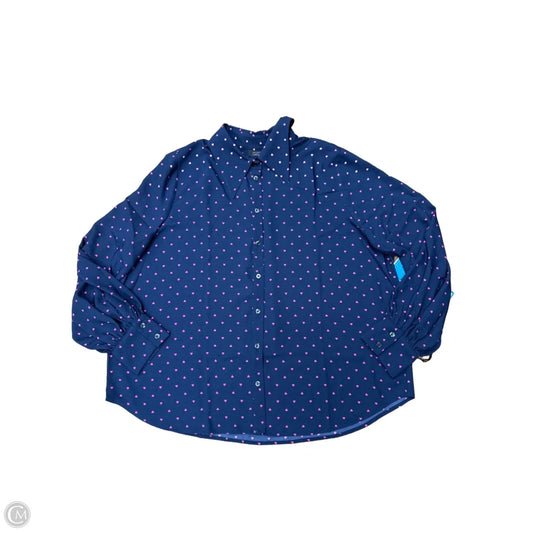 Blouse Long Sleeve By Halogen In Navy, Size: 2x