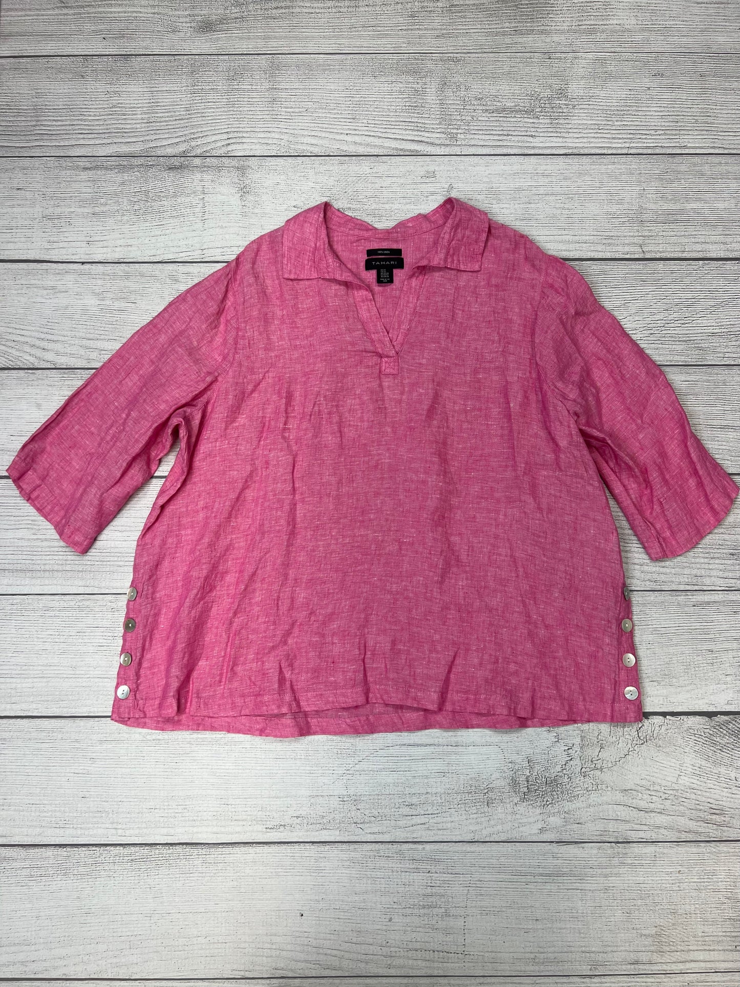 Pink Top Long Sleeve Tahari, Size 2x