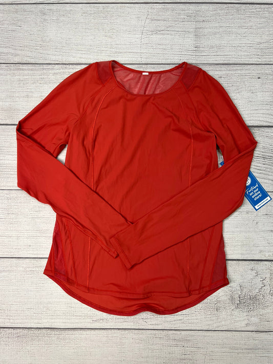 Athletic Top Long Sleeve Crewneck By Lululemon In Orange, Size: S