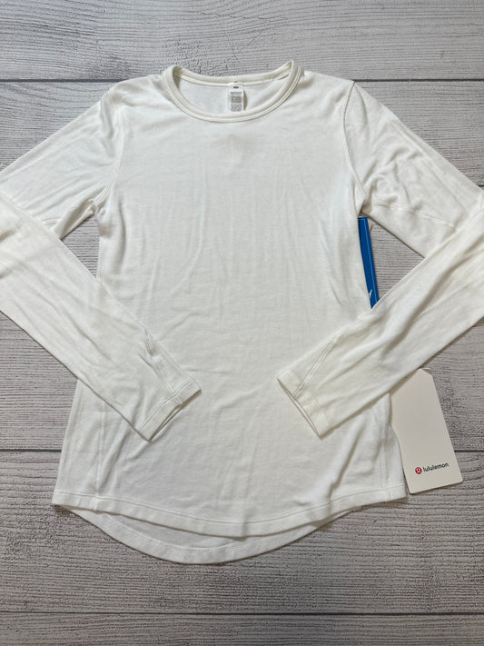 Athletic Top Long Sleeve Crewneck By Lululemon In White, Size: S