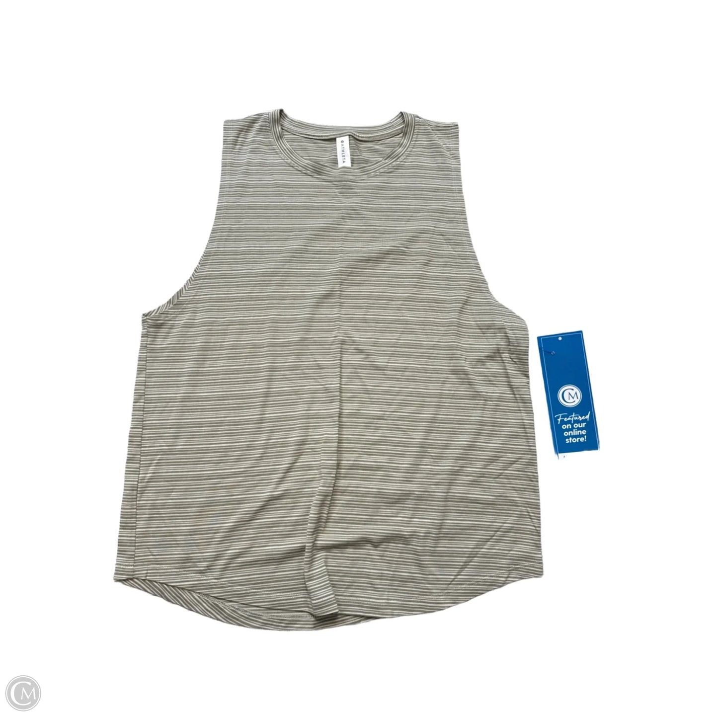 Athletic Tank Top By Athleta In Green & White, Size: M