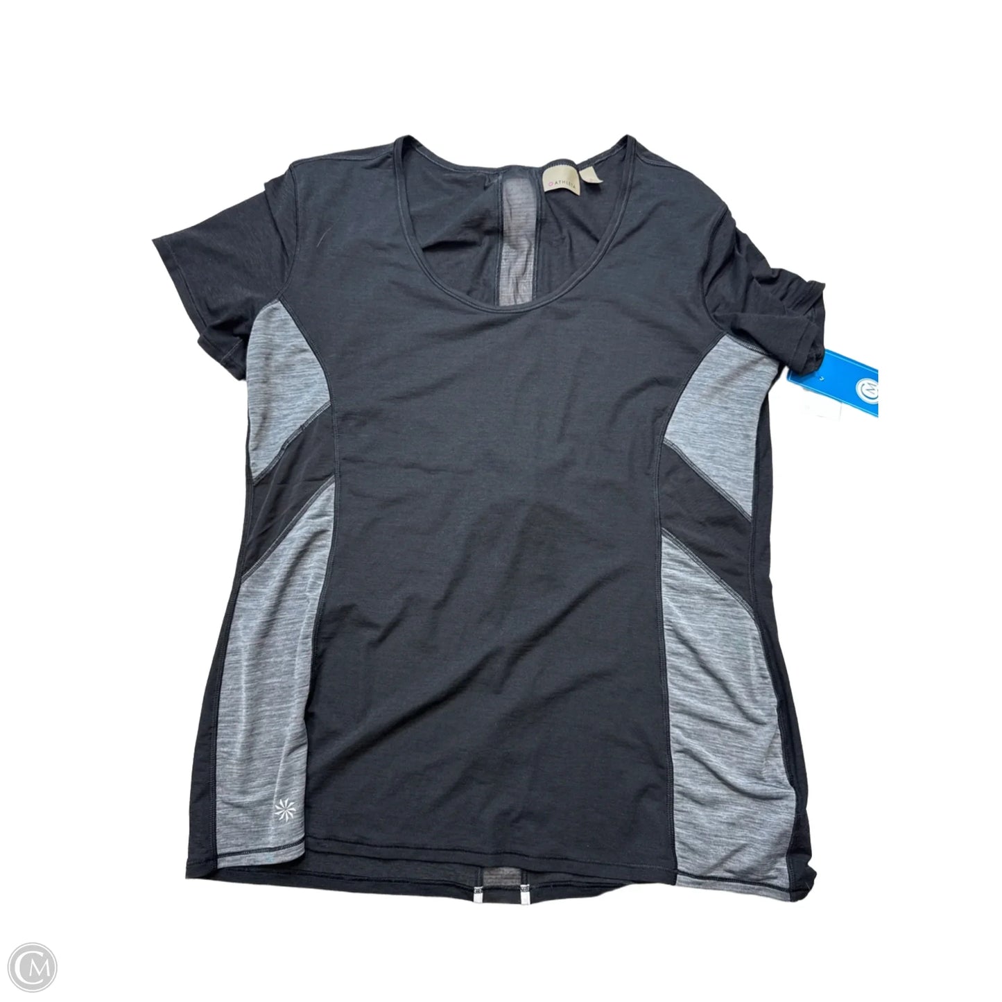 Athletic Top Short Sleeve By Athleta In Black & Grey, Size: L