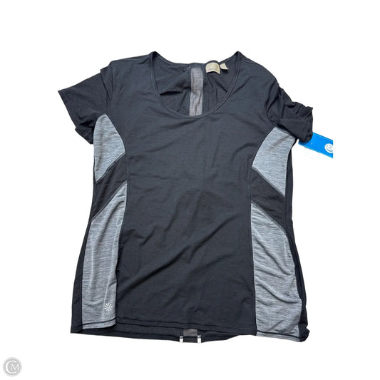 Athletic Top Short Sleeve By Athleta In Black & Grey, Size: L