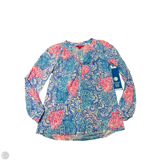 Top Long Sleeve Designer By Lilly Pulitzer In Blue & Pink, Size: Xxs