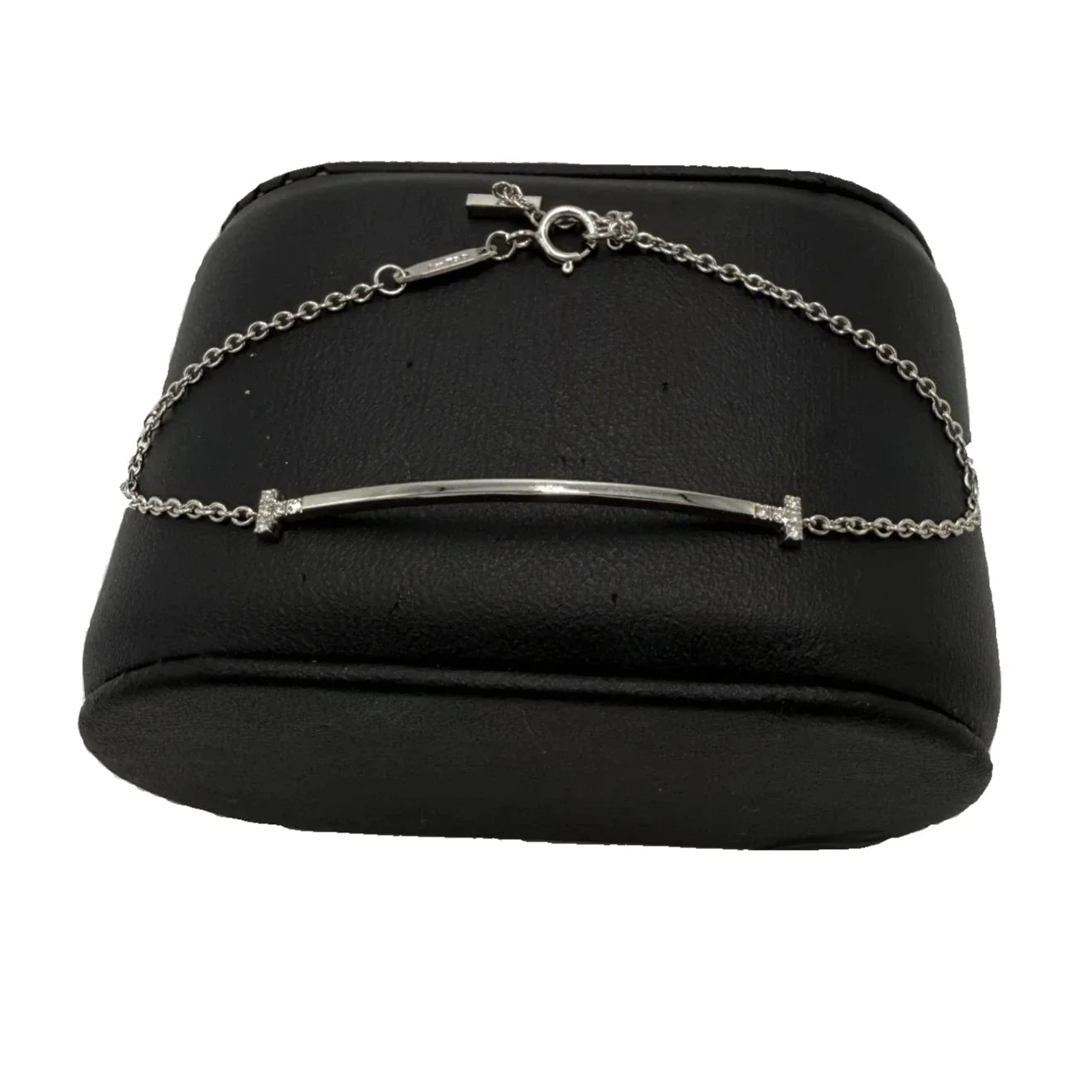 Tiffany & Company 18K T Smile w/ Diamonds Luxury Bracelet, Size:  6.25”