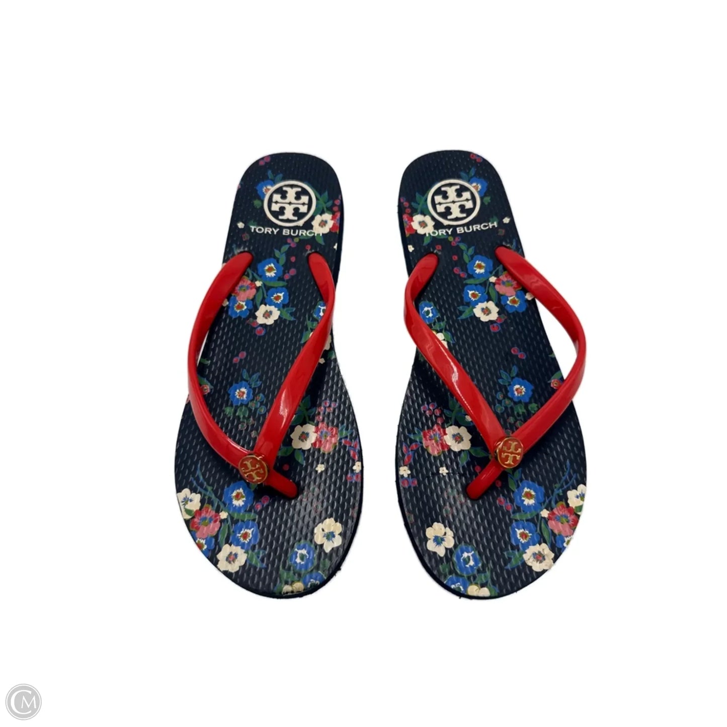 Sandals / Fl9ip Flops Designer By Tory Burch In Floral Print, Size: 8